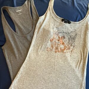 Vintage Express Y2K Heather Gray Tank Top Set with Lion Print Medium NWOT